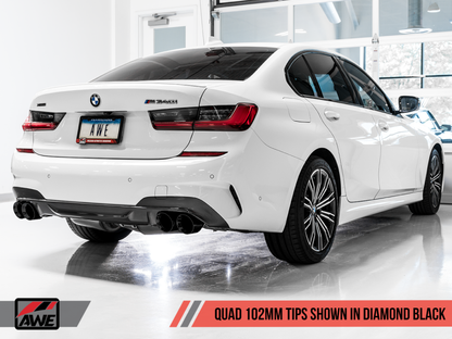 AWE Tuning 2019+ BMW M340i (G20) Resonated Touring Edition Exhaust - Quad Diamond Black Tips-Exhaust-Silicon Valley Bimmer