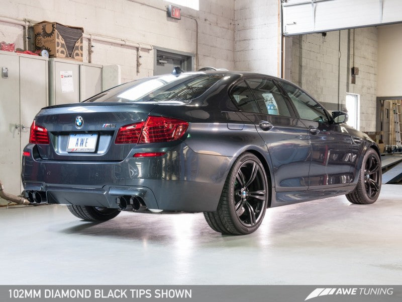 AWE Tuning BMW F10 M5 Touring Edition Axle-Back Exhaust Diamond Black Tips-Exhaust-Silicon Valley Bimmer
