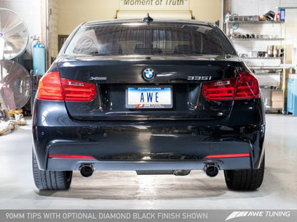 AWE Tuning BMW F3X 335i/435i Touring Edition Axle-Back Exhaust - Diamond Black Tips (90mm)-Exhaust-Silicon Valley Bimmer