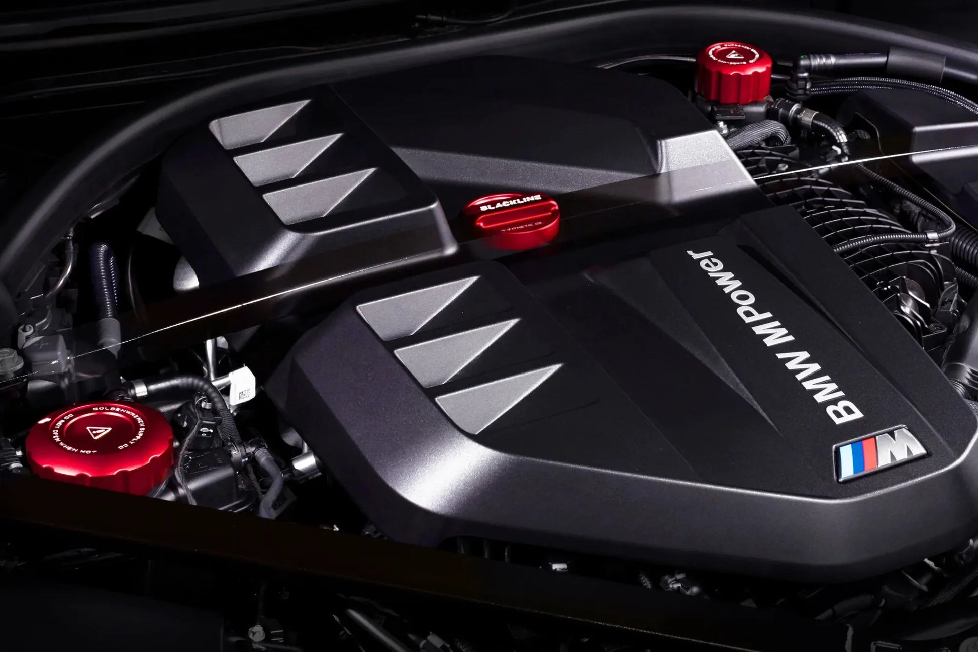 BMW 2021+ S58 Engine BLACKLINE Performance Edition RED Cap Set (Oil Cap / Coolant Caps)-Exterior-Silicon Valley Bimmer