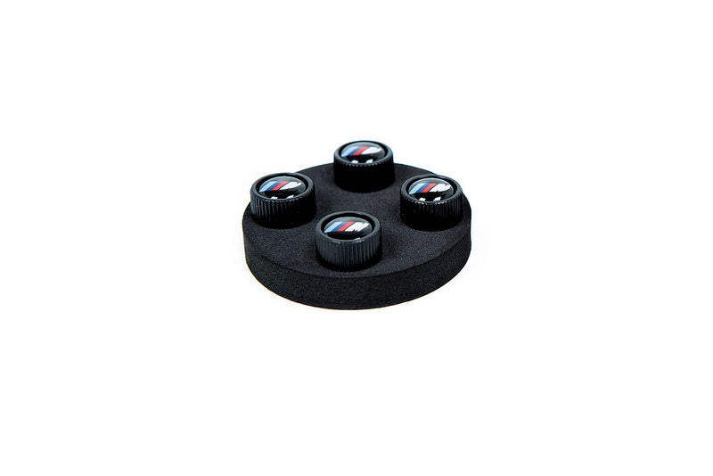 BMW M Logo Valve Stem Cap Set - Black-Wheels-Silicon Valley Bimmer