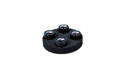 BMW M Logo Valve Stem Cap Set - Black-Wheels-Silicon Valley Bimmer