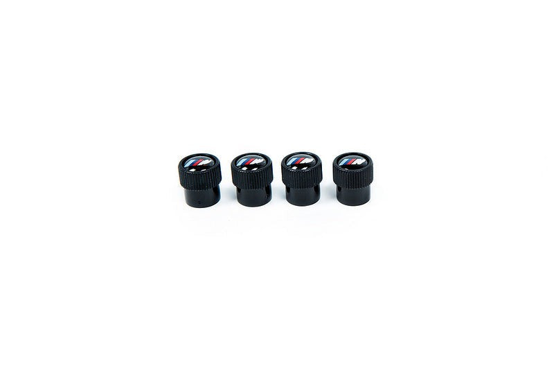 BMW M Logo Valve Stem Cap Set - Black-Wheels-Silicon Valley Bimmer