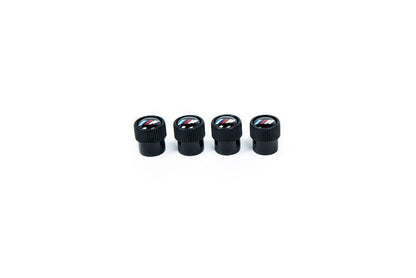 BMW M Logo Valve Stem Cap Set - Black-Wheels-Silicon Valley Bimmer