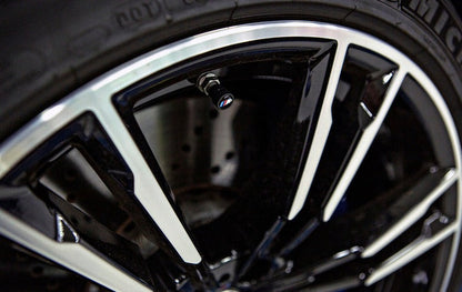 BMW M Logo Valve Stem Cap Set - Black-Wheels-Silicon Valley Bimmer