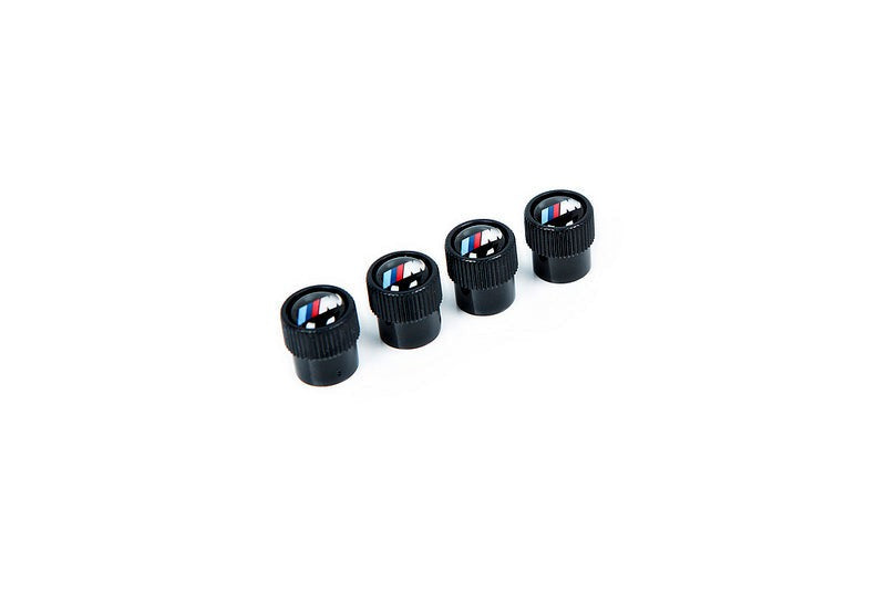 BMW M Logo Valve Stem Cap Set - Black-Wheels-Silicon Valley Bimmer