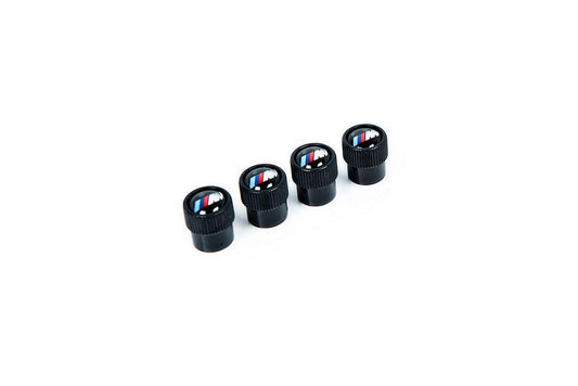 BMW M Logo Valve Stem Cap Set - Black-Wheels-Silicon Valley Bimmer