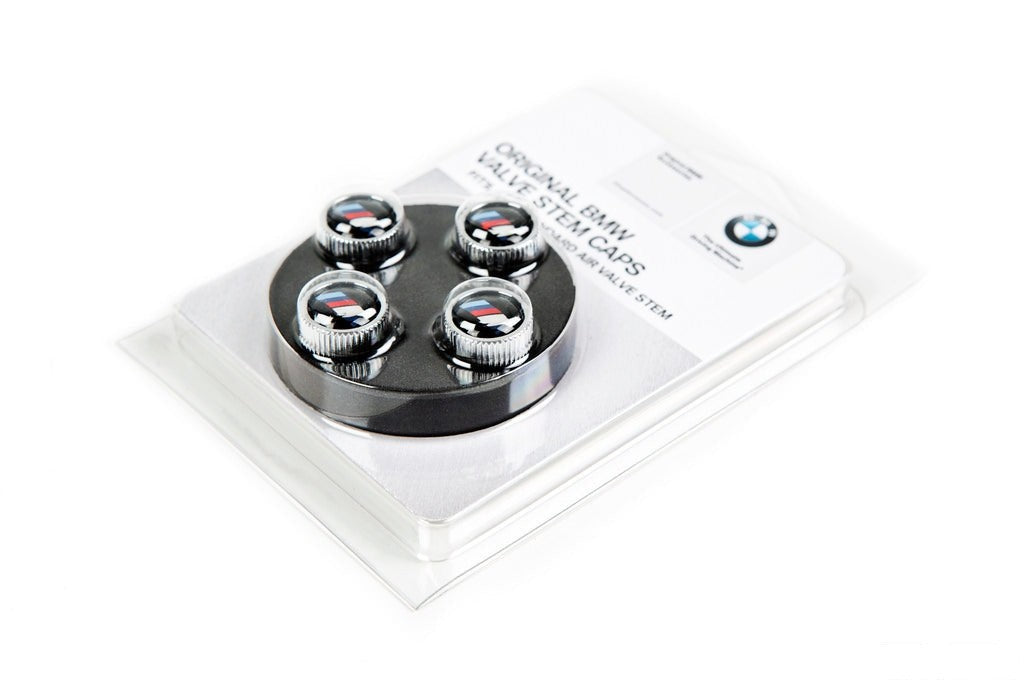 BMW M Logo Valve Stem Cap Set - Silver-Wheels-Silicon Valley Bimmer