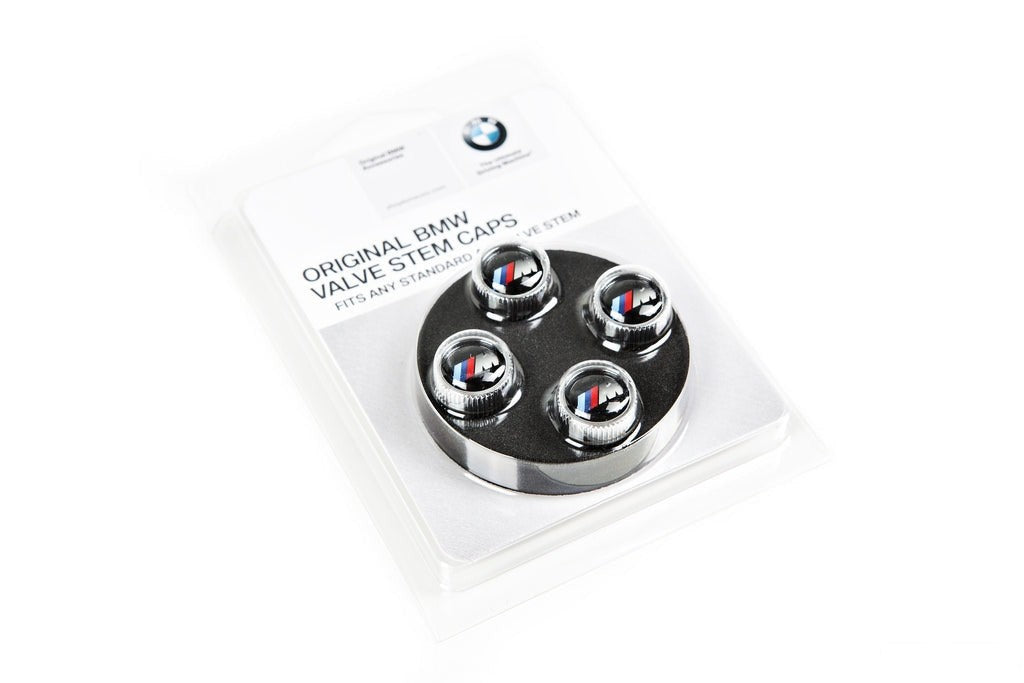 BMW M Logo Valve Stem Cap Set - Silver-Wheels-Silicon Valley Bimmer