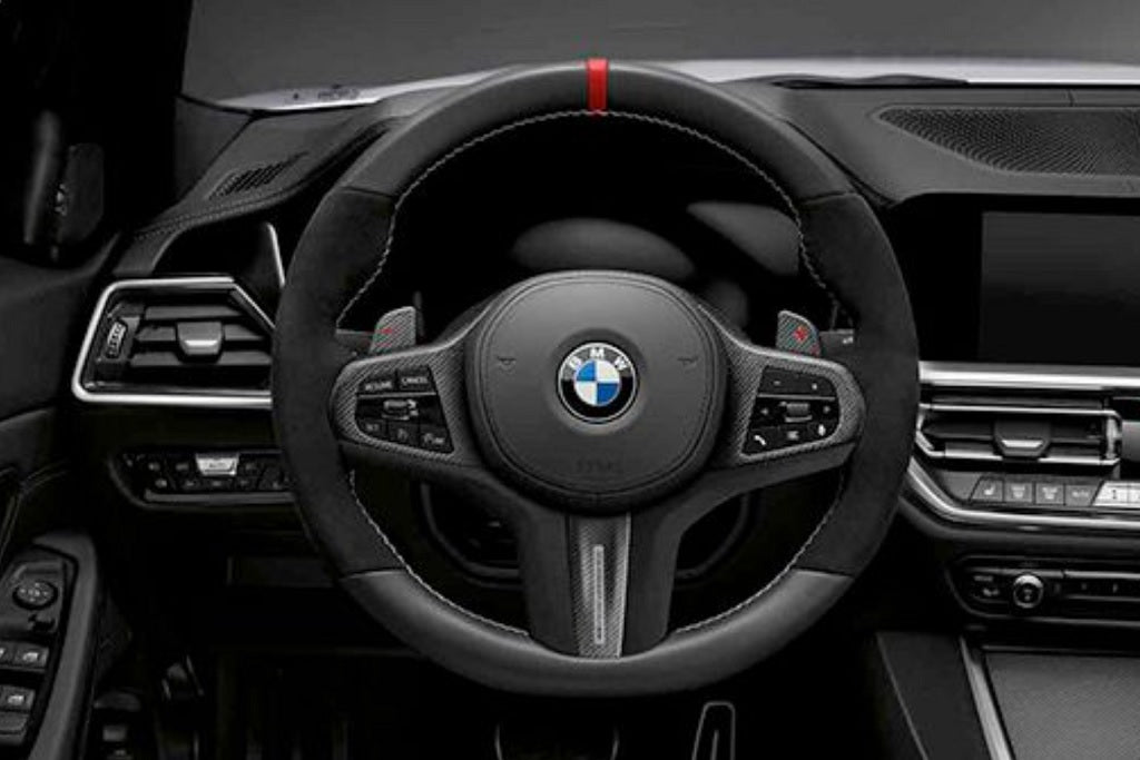 BMW M Performance G-Chassis Steering Wheel - Red Stripe + Silver Grey Stitching-Interior-Silicon Valley Bimmer