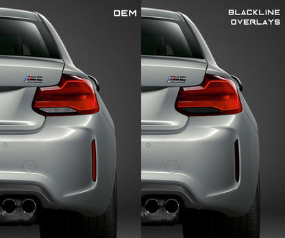 BMW M2 / M2 Competition (F87) Blackline Rear Reflector Overlay Kit-Exterior-Silicon Valley Bimmer