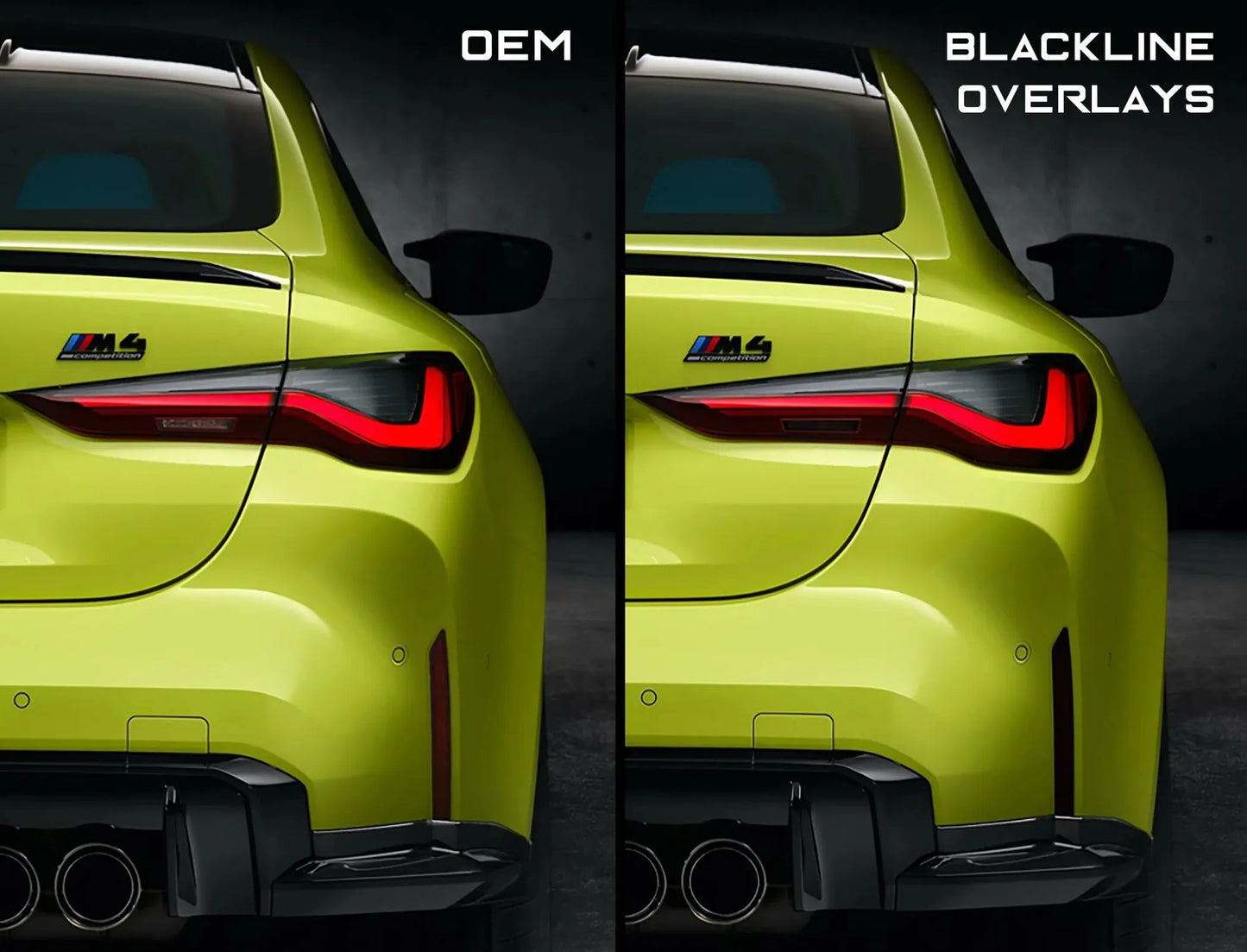 BMW M3 / M4 Competition 2021+ (G80/G82) BLACKLINE Rear Reflector Overlay Kit-Exterior-Silicon Valley Bimmer