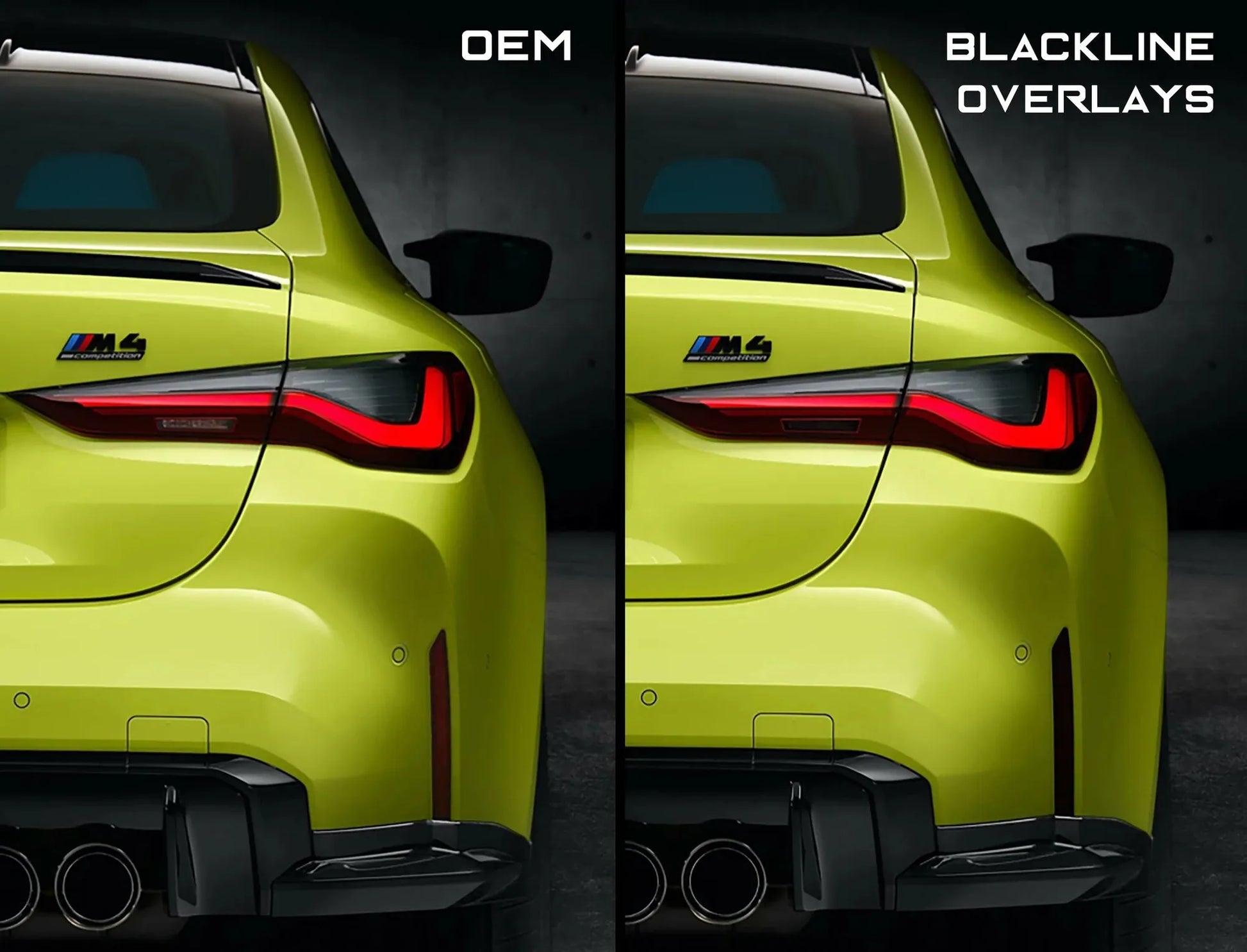 BMW M3 / M4 Competition 2021+ (G80/G82) BLACKLINE Rear Reflector Overlay Kit-Exterior-Silicon Valley Bimmer