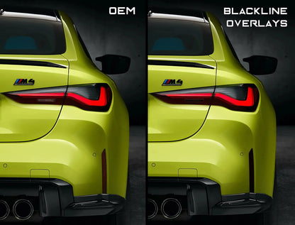 BMW M3 / M4 Competition 2021+ (G80/G82) BLACKLINE Rear Reflector Overlay Kit-Exterior-Silicon Valley Bimmer