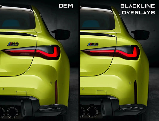 BMW M3 / M4 Competition 2021+ (G80/G82) BLACKLINE Rear Reflector Overlay Kit-Exterior-Silicon Valley Bimmer