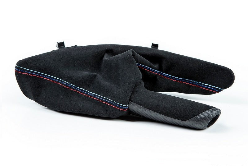 IND F8X M3 / M4 Matte Carbon + Alcantara Parking Brake Set - Straight Stitch-Interior-Silicon Valley Bimmer