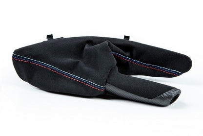 IND F8X M3 / M4 Matte Carbon + Alcantara Parking Brake Set - Straight Stitch-Interior-Silicon Valley Bimmer