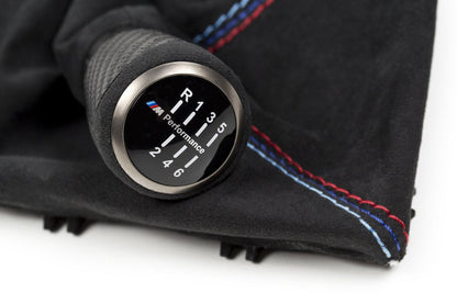 IND F8X M3 / M4 Matte Carbon + Alcantara Shift Boot Set - Straight Stitch-Interior-Silicon Valley Bimmer