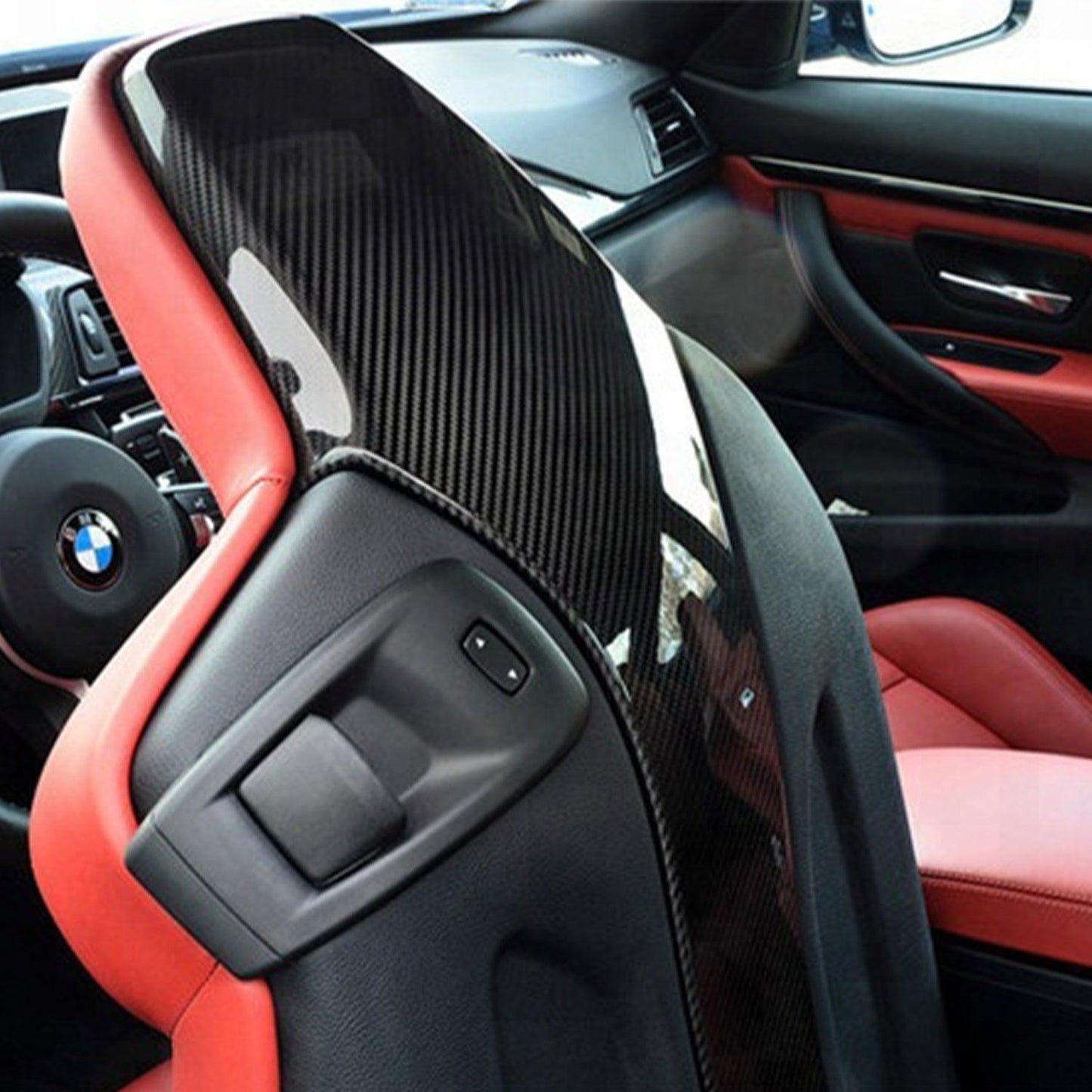 MHC+ BMW M2/M3/M4 Seat Back Covers In Gloss Pre Preg Carbon Fibre (F87/F80/F82/F83)