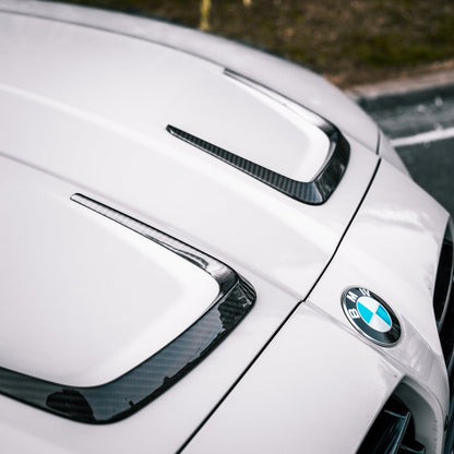 MHC+ BMW M3/M4 X Style Hood Vent Trims In Pre Preg Carbon Fibre (G80/G81/G82/G83)