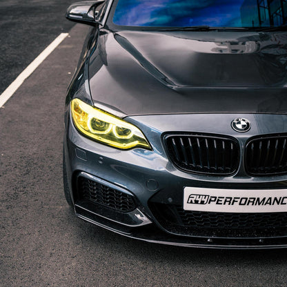 MHC Black BMW M2/2 Series Single Slat Front Grilles In Gloss Black (F87/F22/F23)