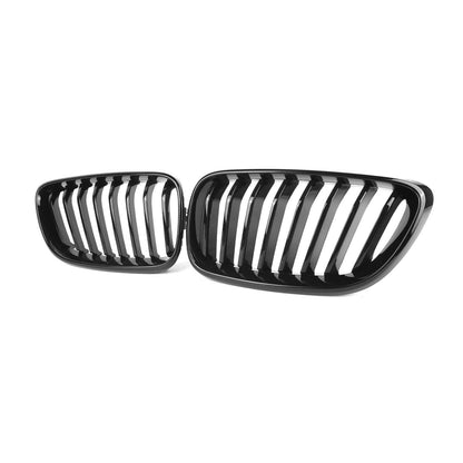 MHC Black BMW M2/2 Series Single Slat Front Grilles In Gloss Black (F87/F22/F23)