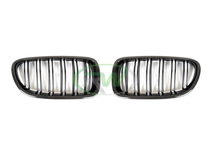 RW Carbon BMW F10 Carbon Fiber Double Slat Grilles-Exterior-Silicon Valley Bimmer
