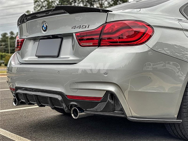 RW Carbon BMW F32 F33 F36 Carbon Fiber Rear Bumper Splitters-Exterior-Silicon Valley Bimmer