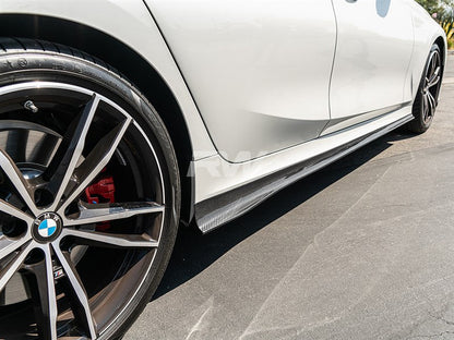 RW Carbon BMW G20 3-Series K Style Carbon Fiber Side Skirt Extensions-Exterior-Silicon Valley Bimmer