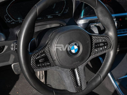 RW Carbon BMW G20 Carbon Fiber Alcantara Steering Wheel Trim-Interior-Silicon Valley Bimmer