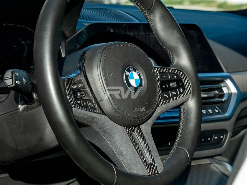 RW Carbon BMW G20 Carbon Fiber Alcantara Steering Wheel Trim-Interior-Silicon Valley Bimmer