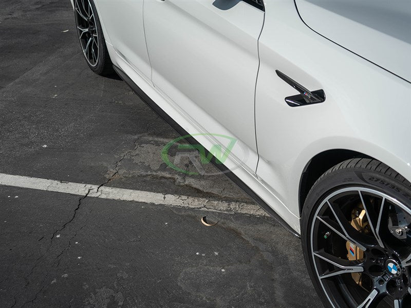 RW Carbon BMW G30 F90 Carbon Fiber Side Skirt Extensions-Exterior-Silicon Valley Bimmer