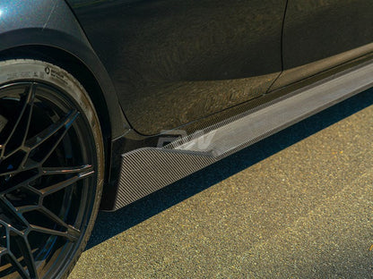 RW Carbon BMW G80 M3 Performance Style Carbon Fiber Side Skirt Extensions-Exterior-Silicon Valley Bimmer