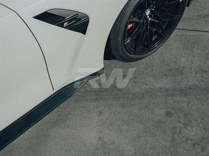 RW Carbon BMW G80 M3 Performance Style Carbon Fiber Side Skirt Extensions-Exterior-Silicon Valley Bimmer