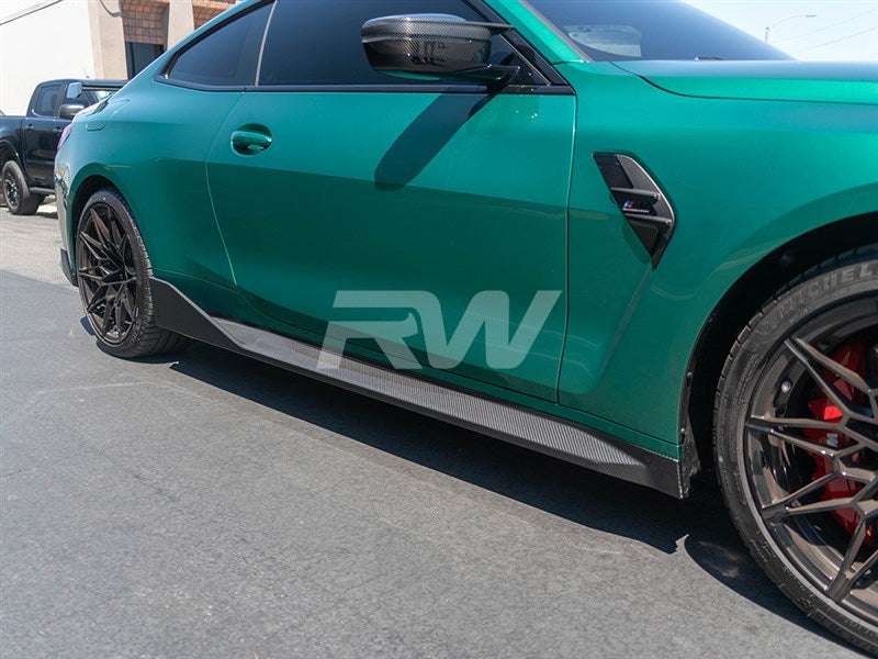 RW Carbon BMW G82/G83 Performance Style Carbon Fiber Side Skirt Extensions-Exterior-Silicon Valley Bimmer