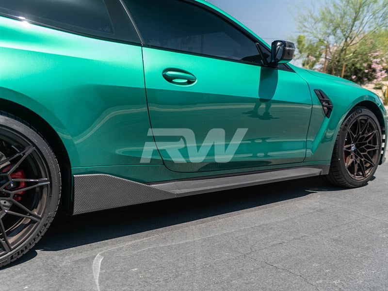 RW Carbon BMW G82/G83 Performance Style Carbon Fiber Side Skirt Extensions-Exterior-Silicon Valley Bimmer