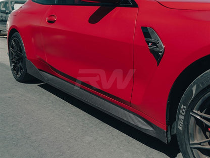 RW Carbon BMW G82/G83 Performance Style Carbon Fiber Side Skirt Extensions-Exterior-Silicon Valley Bimmer