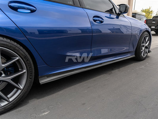 RW Carbon BMW G20 3-Series K Style Carbon Fiber Side Skirt Extensions