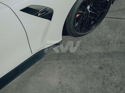 RW Carbon BMW G80 M3 Performance Style Carbon Fiber Side Skirt Extensions